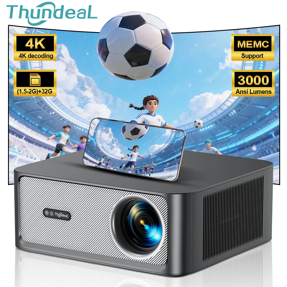 ThundeaL 3000Ansi 4K 풀 HD 프로젝터 TD98Pro 2G 32G 홈 시어터 WiFi 안드로이드 휴대용 Samrt TV 시네마